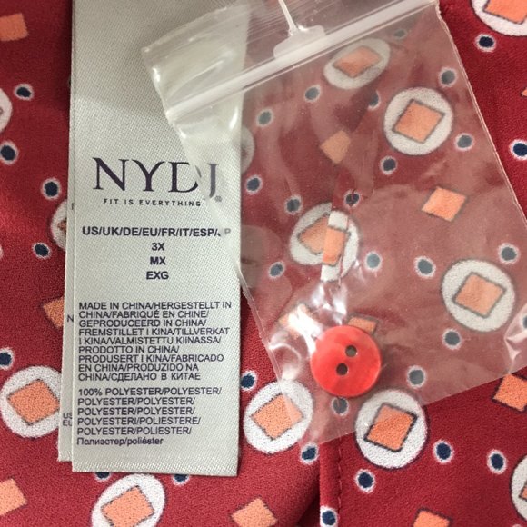 NWT NYDJ NOT YOUR DAUGHTERS JEANS Multi-Color 3/4 Perfect Blouse Shirt - Picture 3 of 11